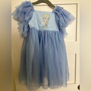 Blue Princess Dress with Ruffled Sleeves